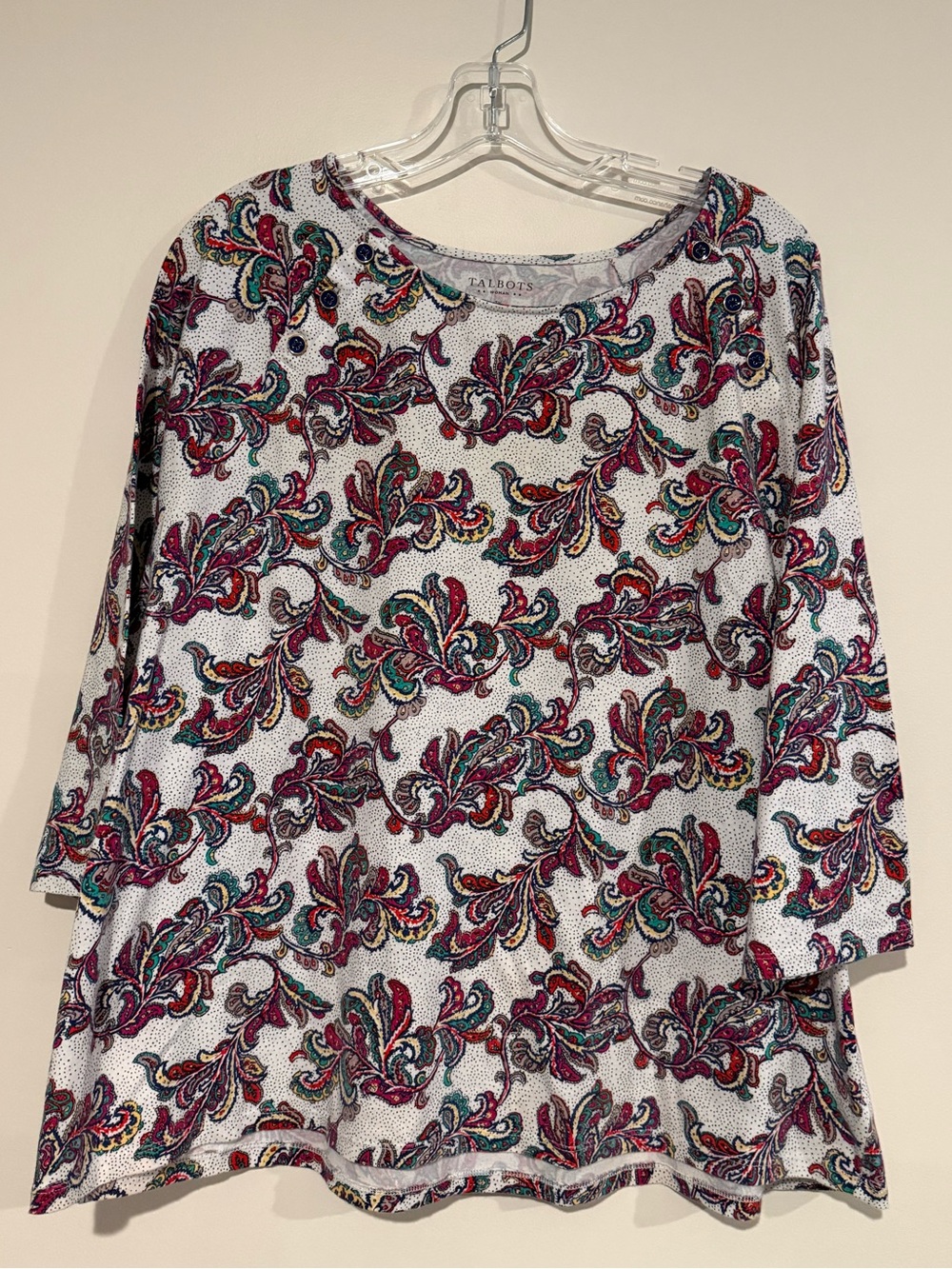 Talbots White Paisley Multicolor Boatneck Tunic